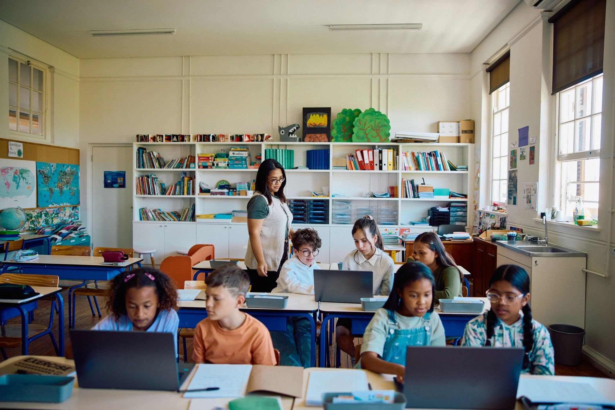 Children learning together in a classroom